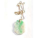 14ct gold carved jade pendant necklace