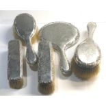 Antique 5 piece silver vanity brush and mirrors