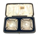 Vintage boxed pair of silver hallmarked ash trays