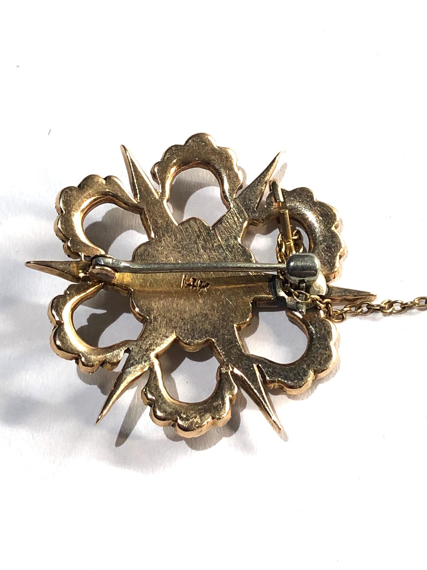 14ct gold seed-pearl brooch measures approx 32mm dia 7.2g - Image 3 of 3