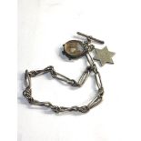 Antique silver fancy link pocket watch chain and fobs weight 54g