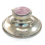 Antique silver and enamel lid inkwell Birmingham silver hallmarks makers James Dixon & Sons measures