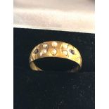 Antique 15ct gold ring set with seed-pearls and sapphires weight 2.3g