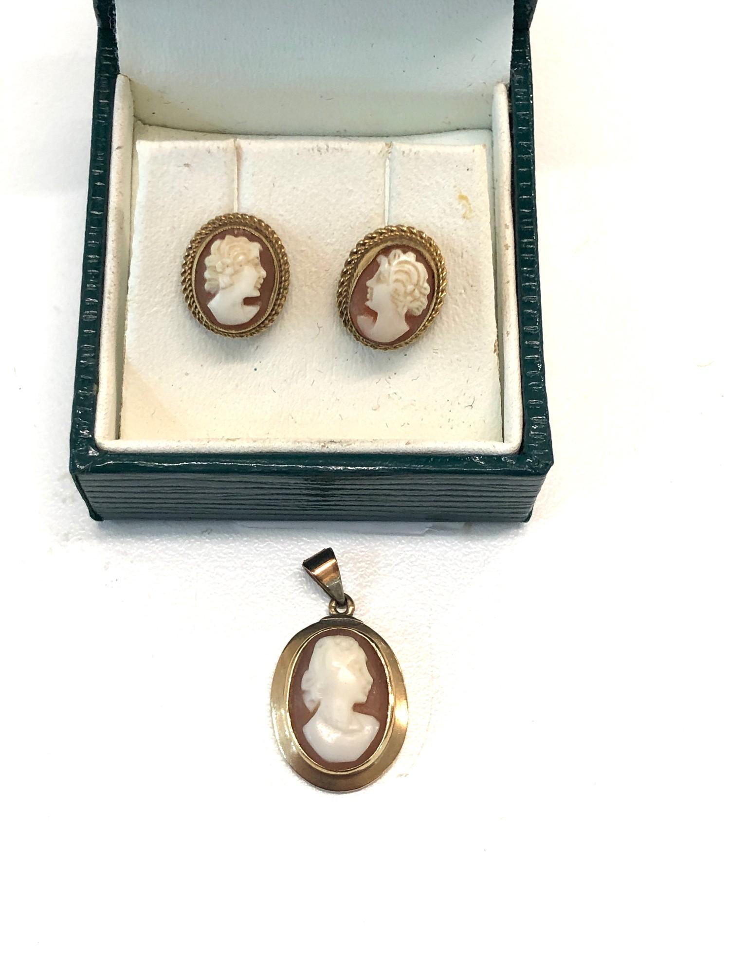 9ct gold cameo earrings and pendant - Image 4 of 4