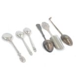 Selection of antique silver tea spoons etc 925 and 800 silver hallmarks weight 105g