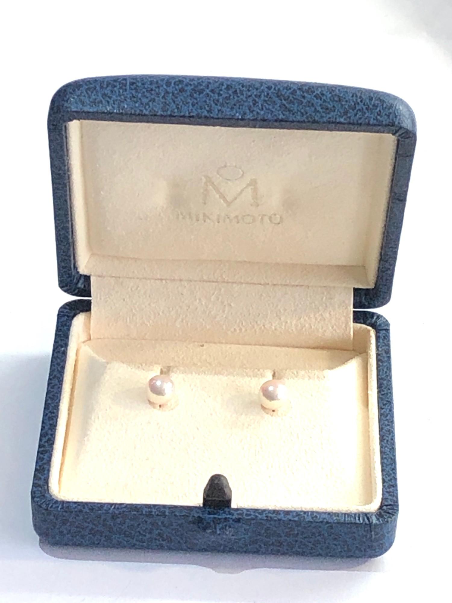 Mikimoto 18ct gold pearl studs boxed