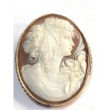 Large 9ct gold cameo brooch measures approx 6cm by 4.8cm weight 32g
