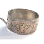 Victorian Aesthetic silver cuff bangle measures approx 32mm wide