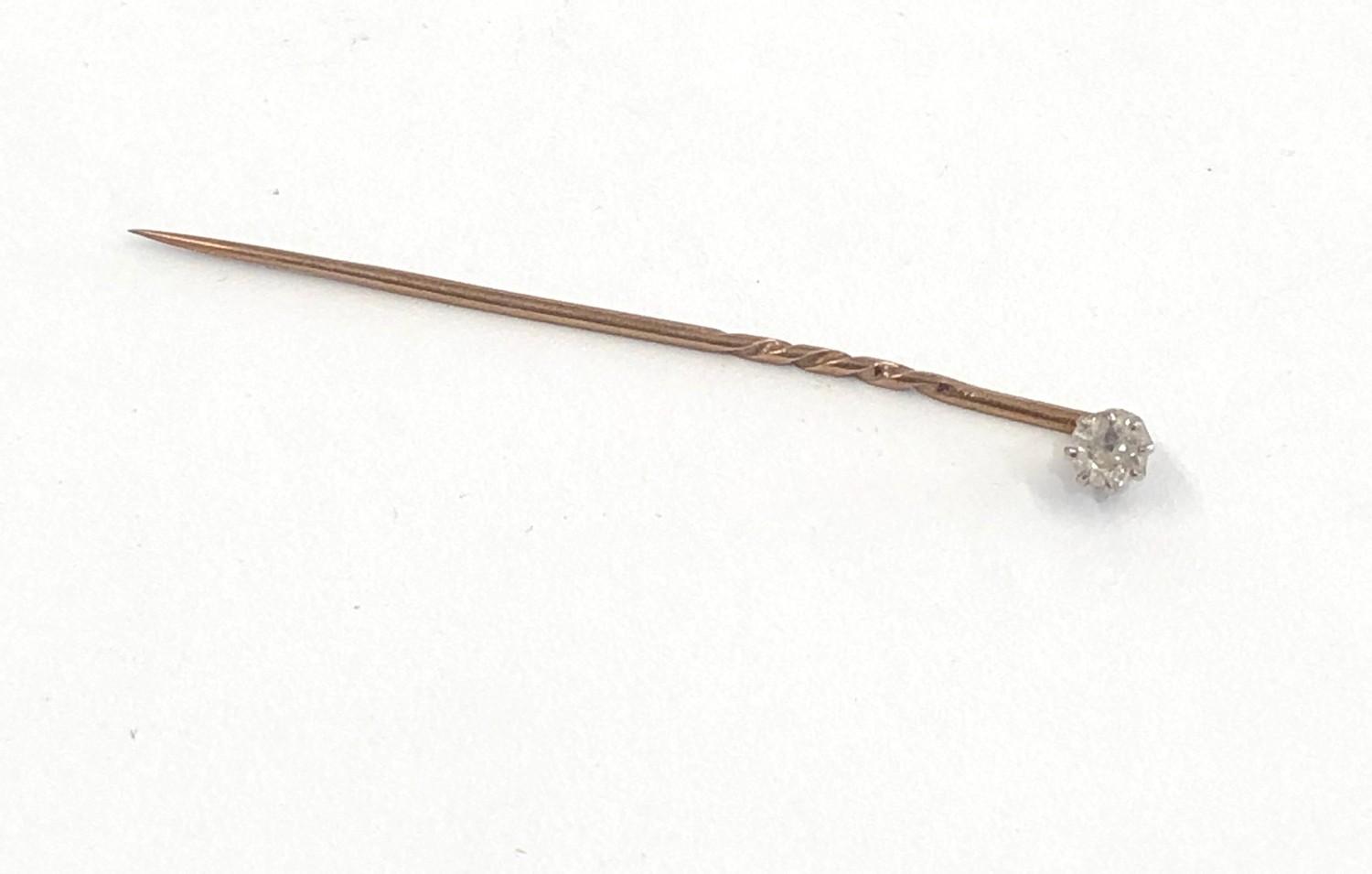 Antique Diamond stick pin diamond measures approx 4mm dia - Image 3 of 3