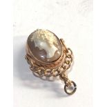 Antique 9ct gold swivel fob cameo and bloodstone inserts