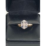 Antique old cut diamond and sapphire ring 18ct & plat weight 2.6g