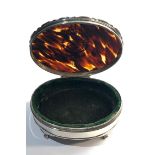 Antique silver and tortoiseshell jewellery box Birmingham silver hallmarks