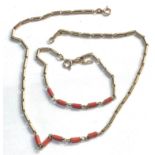 Vintage 9ct gold and coral necklace and bracelet