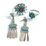 3 silver Navajo turquoise jewellery