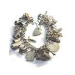 Vintage silver charm bracelet weight 88g