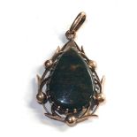 Antique 9ct gold stone set pendant measures approx 43mm drpb 25mm wide hallmarked 9ct weight 6.5g