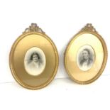 Pair antique guilt portrait frames, approximate measurements: Height 12 inches by 8.5 inches width