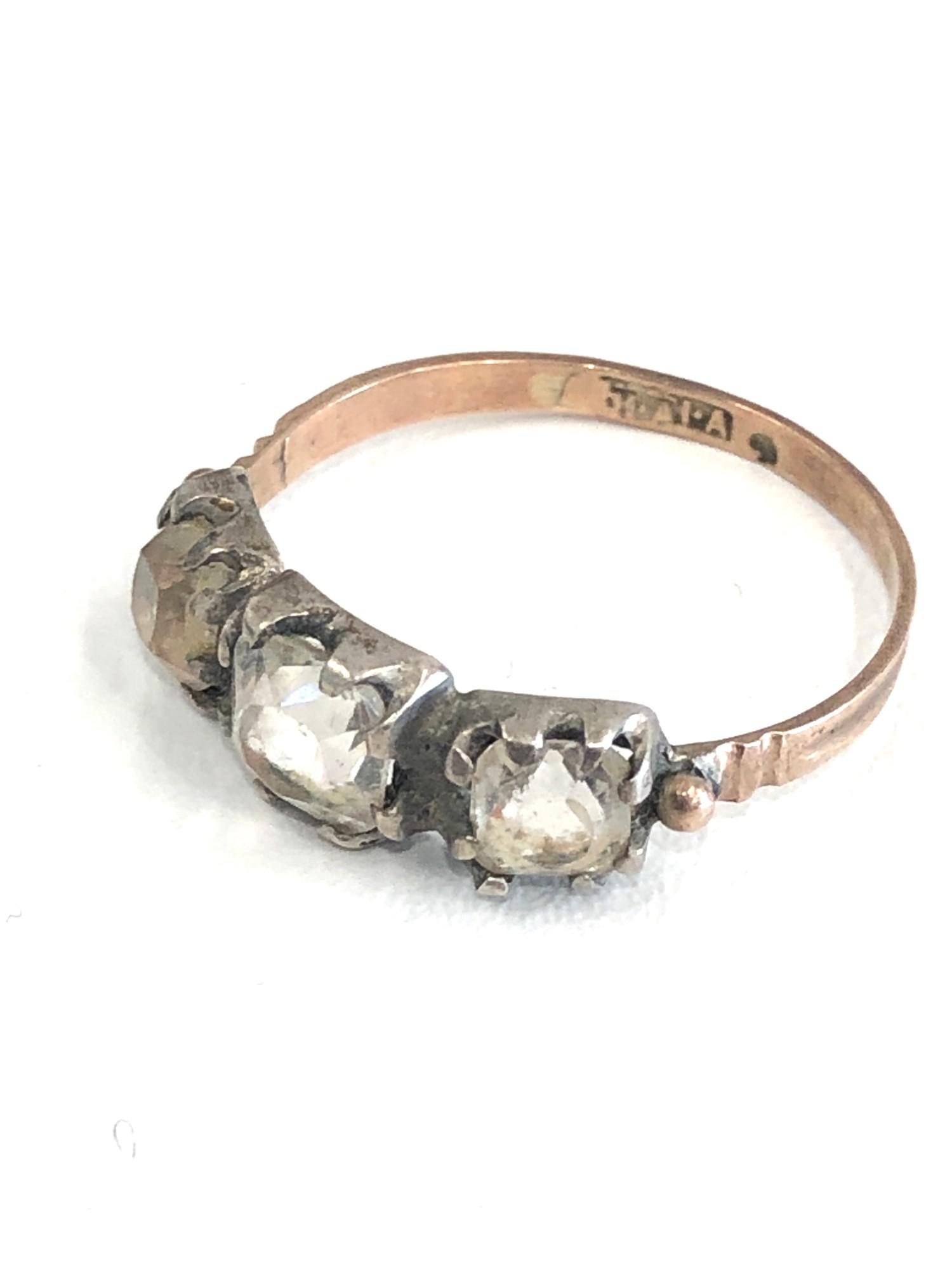 Early victorian or Georgian 9ct gold and silver paste ring - Image 2 of 3