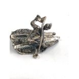 Dutch silver miniature man ski-ing dutch sword hallmark