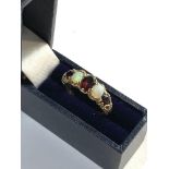 Vintage 9ct gold opal and garnet ring 2.8g
