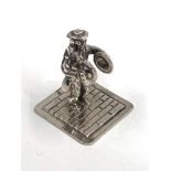 Dutch silver miniature man playing cymbals dutch sword hallmark