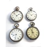 4 antique silver pocket watches spares or repair