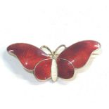 vintage Scandinavian silver and enamel butterfly brooch measures approx 51mm wide