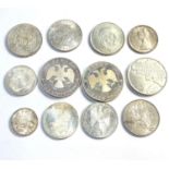 Selection of foreign silver coins 222g
