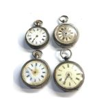 4 antique silver fob pocket watches spares or repair