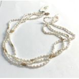 Chinese 14ct gold and fresh water pearl 3 strand necklace 14ct gold clasp with 14ct gold spacer