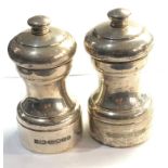 2 large silver pepper mills /grinders engraved to base rim london silver hallmarks