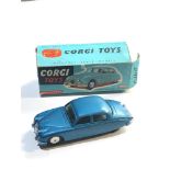 Rare Vintage Corgi Toys 208 M Jaguar 2.4 litre saloon mechanical boxed car in good condition minor