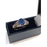 9ct gold blue gem set and diamond ring weight 2.8g