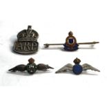 Silver military sweetheart badges and ARP badge