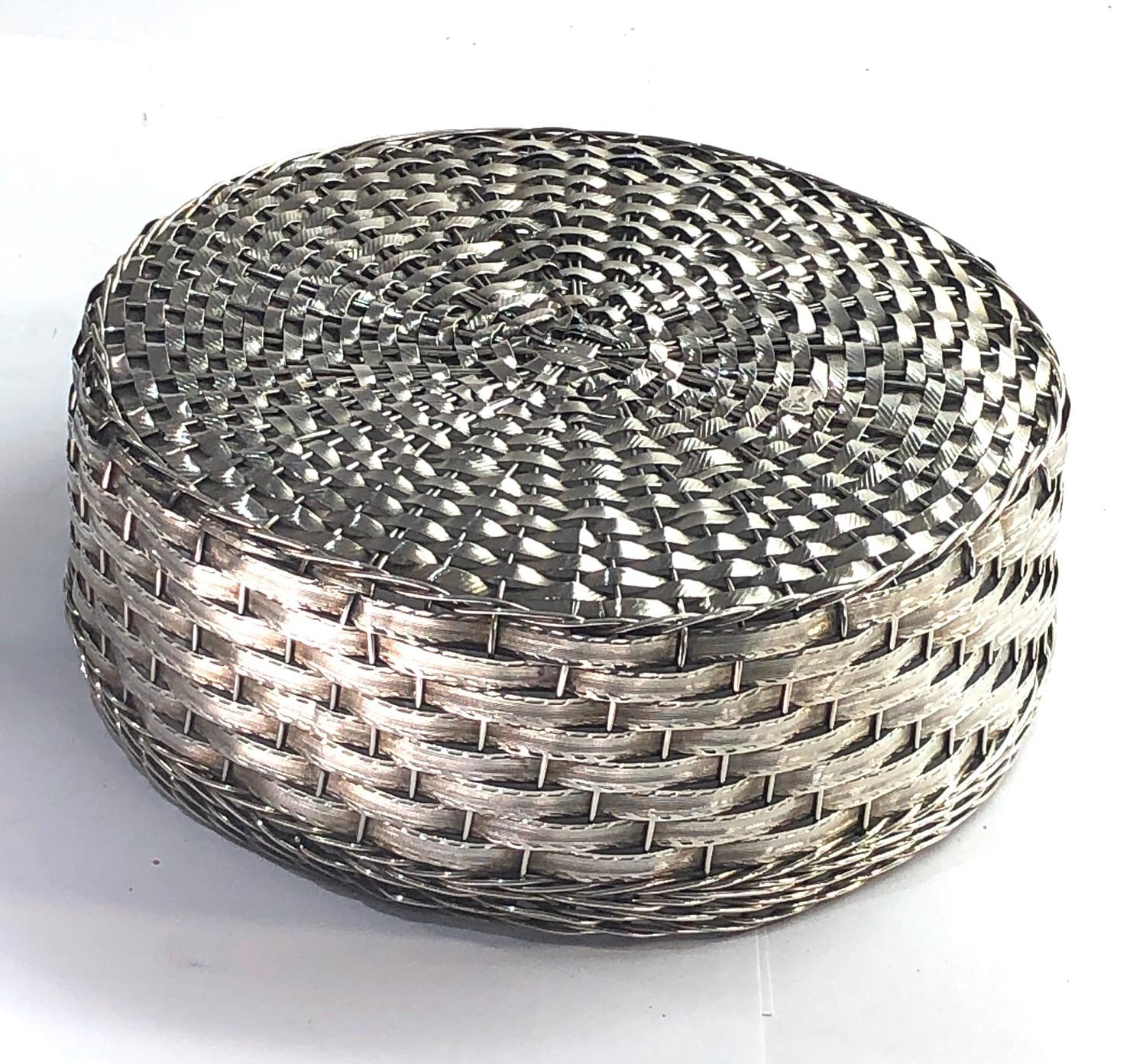 Italian silver woven basket hallmarked 925 italia sacchi-firenze measures approx 16cm dia height5. - Image 3 of 5