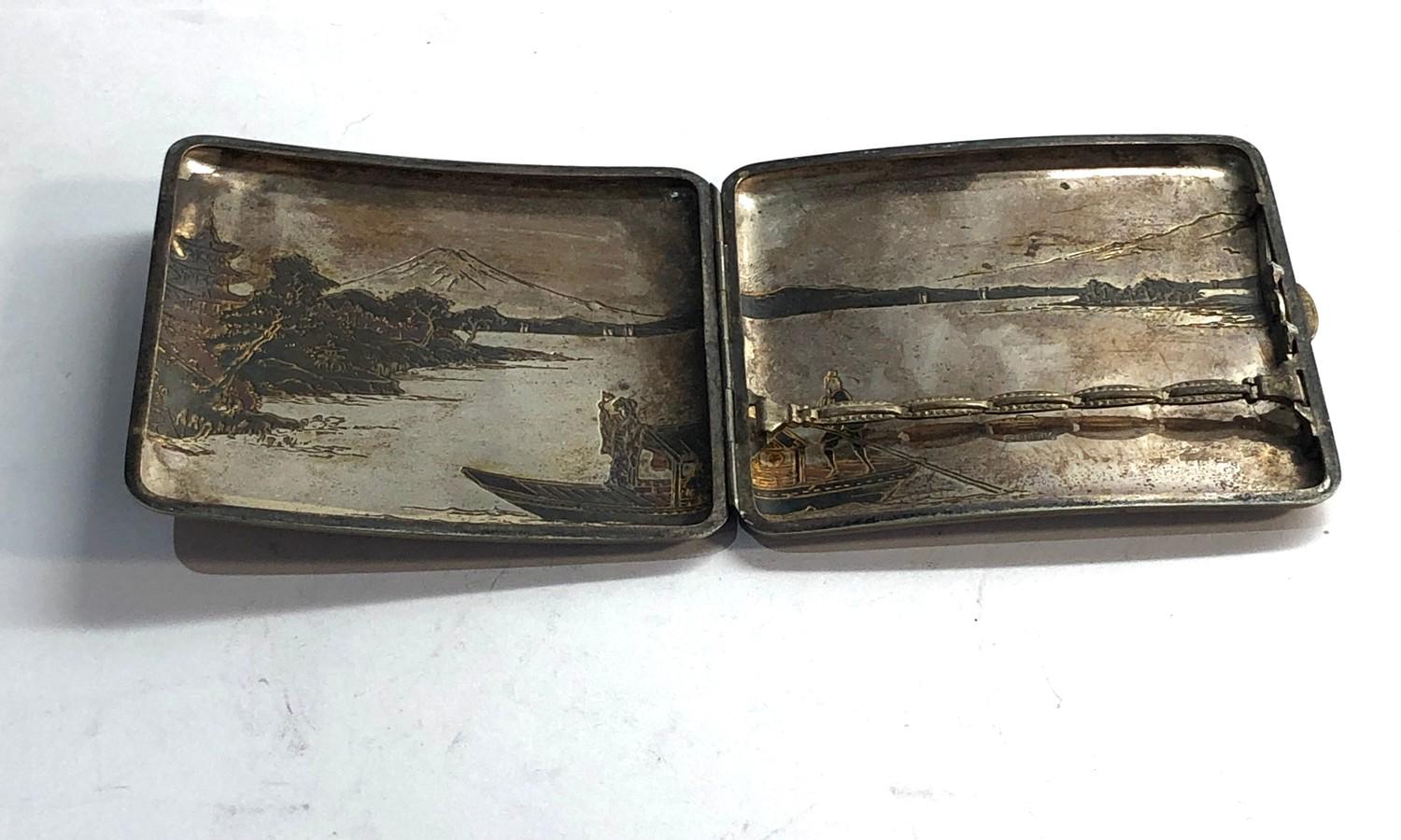Japanese silver niello cigarette case - Image 3 of 3