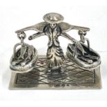 Dutch silver miniature girl carrying fish baskets dutch sword hallmark