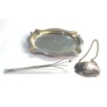 Silver items includes ash tray decanter label and cocktail mixer