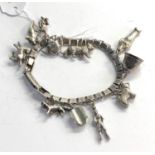 Vintage silver charm bracelet weight 34g