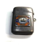 Antique silver vesta with advertising enamel plaque Englands moreland Gloucester glory matches