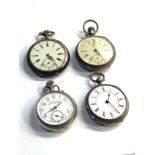 4 antique silver pocket watches spares or repair