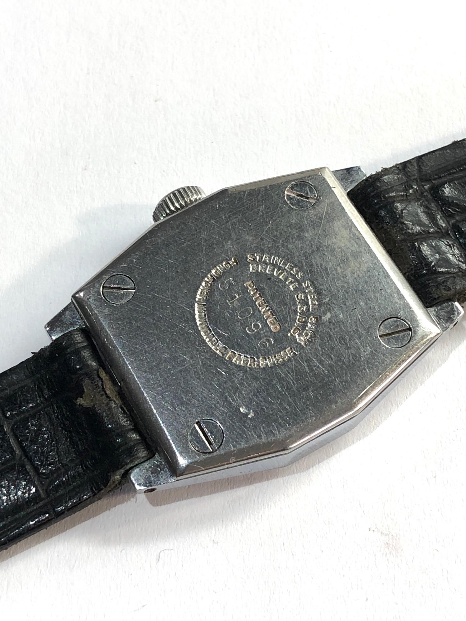 Vintage pierce military style black dial wristwatch stailless steel case No51096 the watch wins - Image 3 of 4