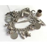 vintage silver charm bracelet weight 68g