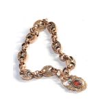 Fancy link 9ct rose gold padlock bracelet weight 20g