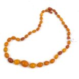 Antique egg yolk amber bead necklace weight 14g