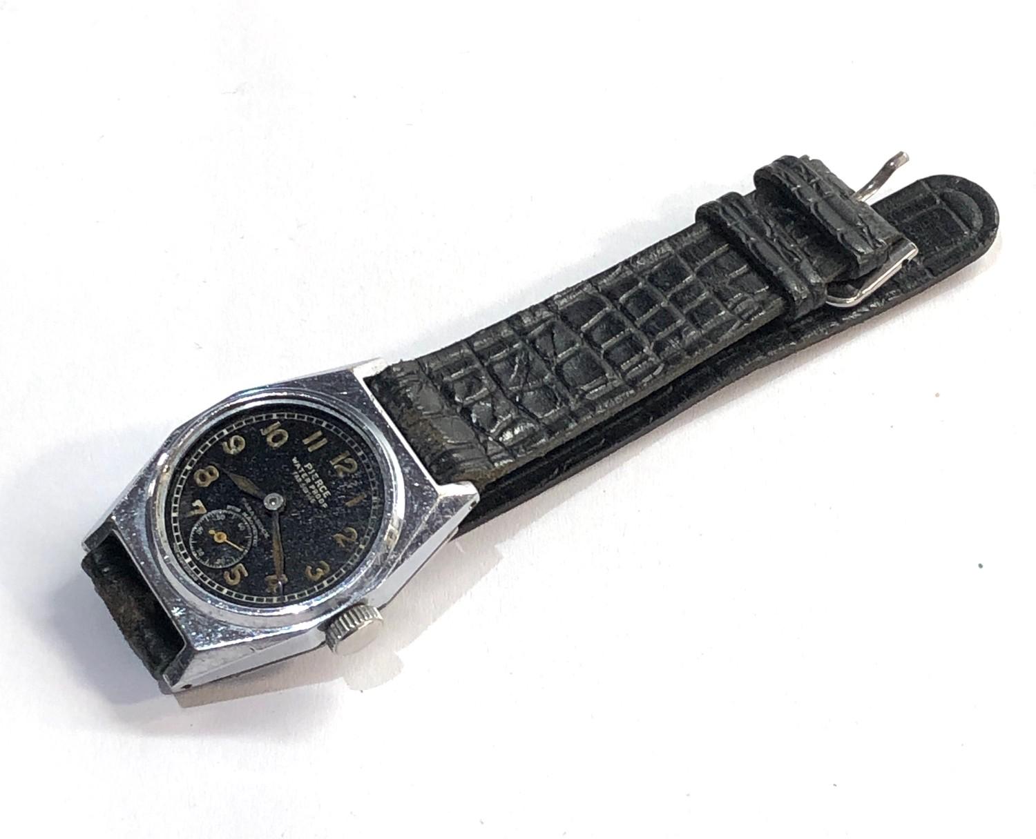 Vintage pierce military style black dial wristwatch stailless steel case No51096 the watch wins - Image 4 of 4