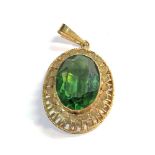 large 9ct gold gemstone set pendant measures approx 4.5cm drob 2.5cm wide weight 9.2g