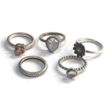 5 silver Pandora rings