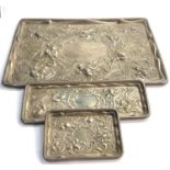3 art nouveau graduated size trinket trays london silver hallmarks largest tray measures approx 30cm