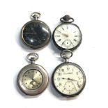 4 antique silver pocket watches spares or repair